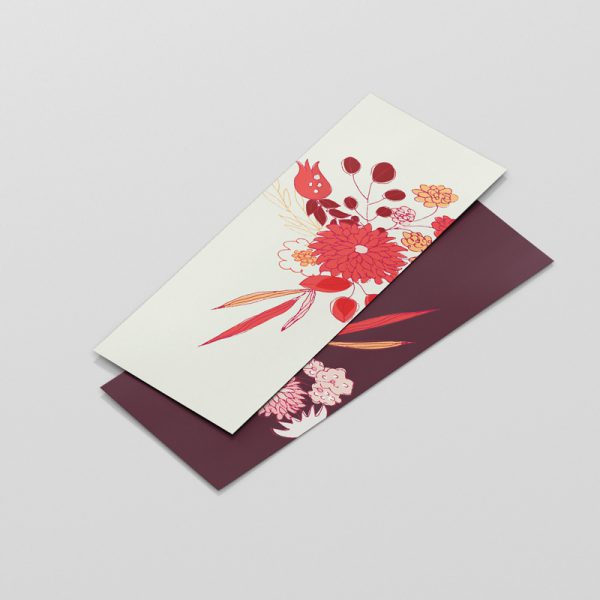 bookmark-scarletflowers; silky; laminated